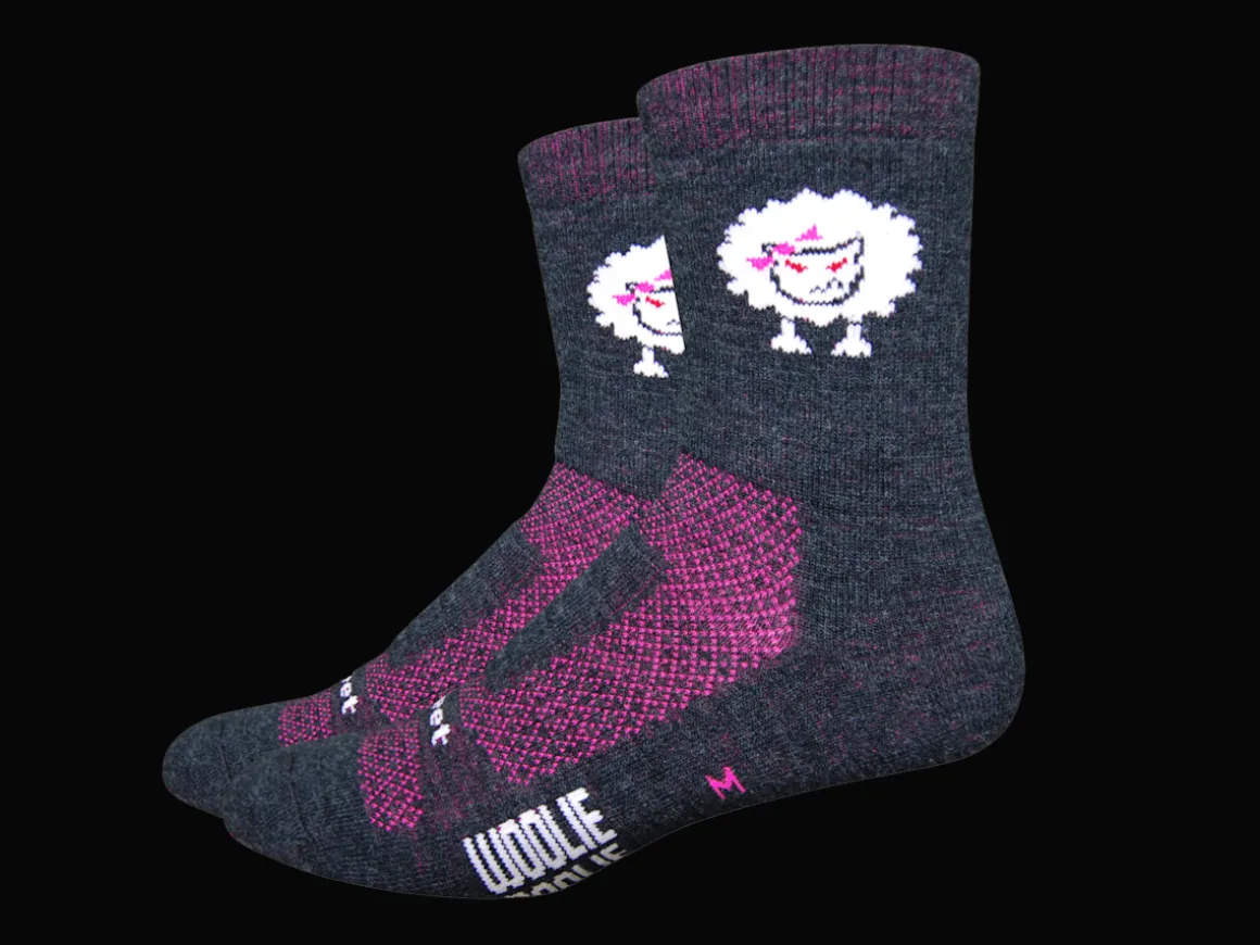 Women Trek Bikes DeFeet Woolie Boolie Comp 4" Baaad Sheep Socks